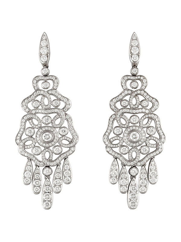 Серьги Garrard Tudor Rose из белого золота с бриллиантами