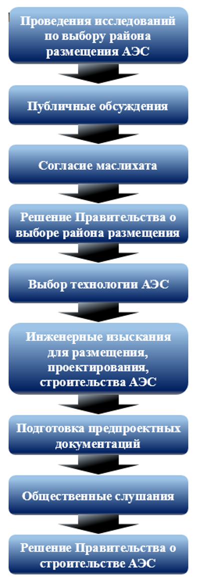    Этапы реализации проекта по вопросу строительства АЭС Август Макаров