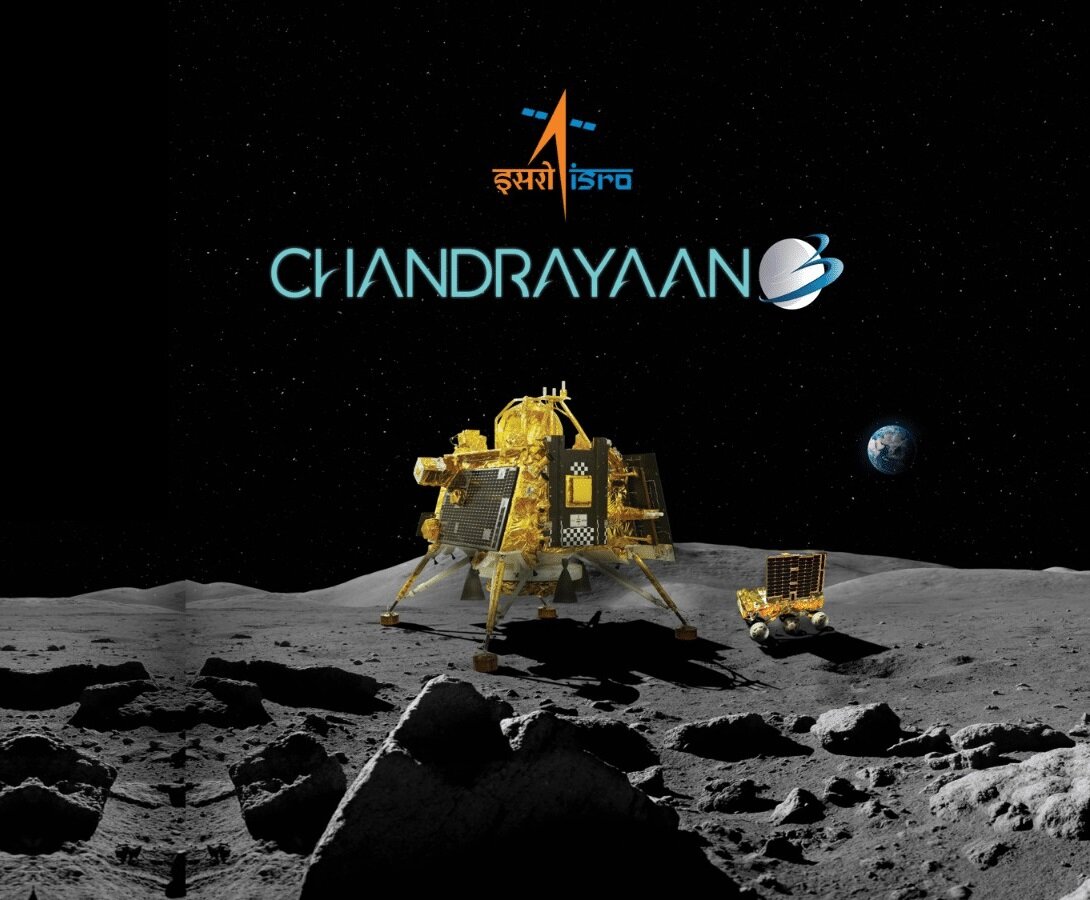 Представление посадочной платформы "Vikram" с ровером "Pragyaan" на поверхности Луны.
Источник: "ISRO".