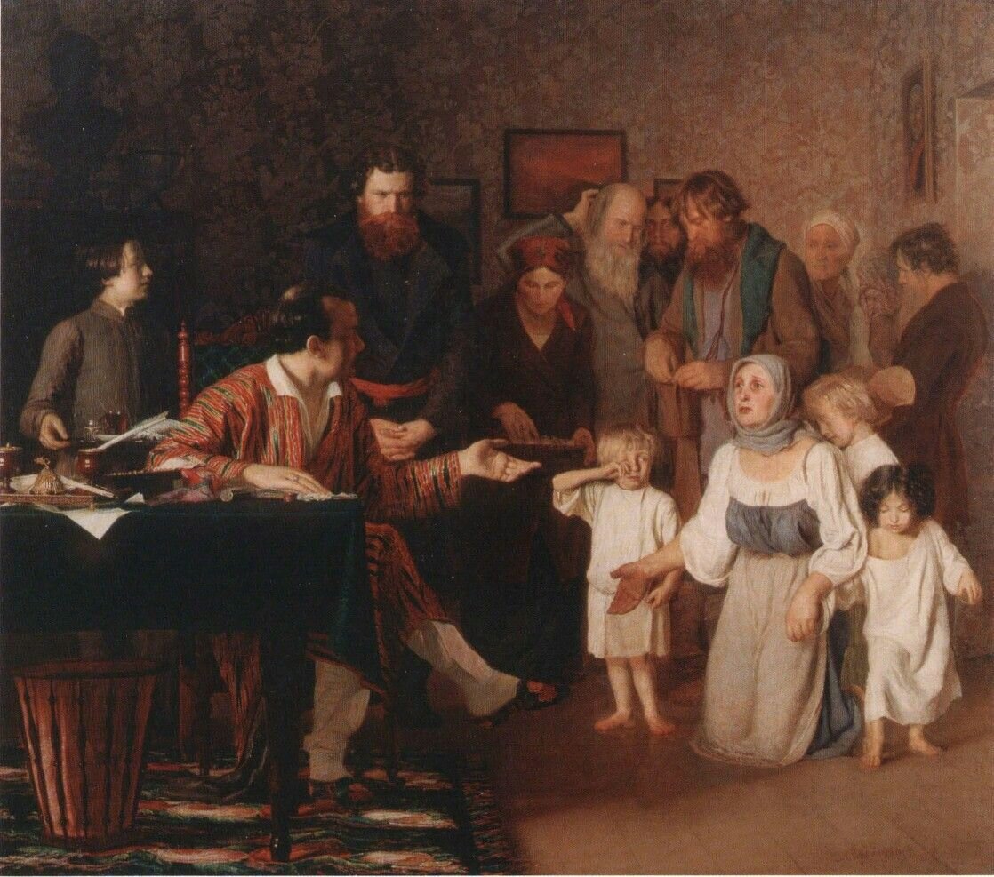 Черкасский "Помещик выслушивает крестьян". Источник: https://in.pinterest.com/pin/502081058450775814/