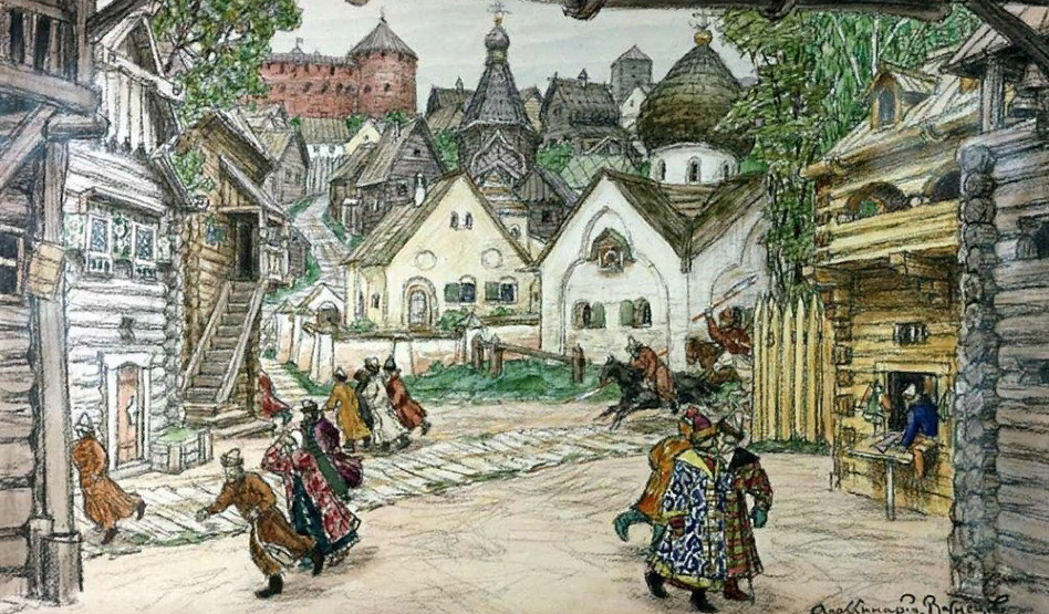 Васнецов Аполлинарий Михайлович (1856-1933). Площадь перед церковью (Улица в городе).