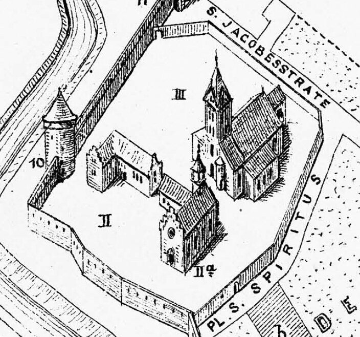 Цистерцианский монастырь Св. Марии Магдалины в 1500 году. Реконструкция В. Неймана. LNB