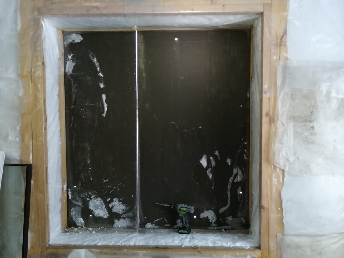 Окно зашитое ЦСП (вид изнутри) 