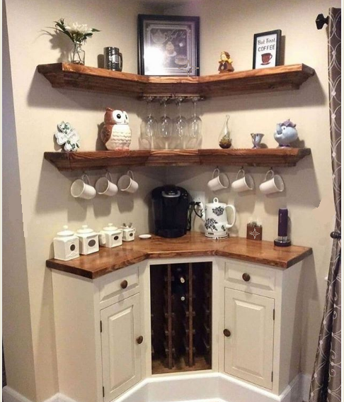 Оформление внутреннего угла в кухне (2 фото с идеей)