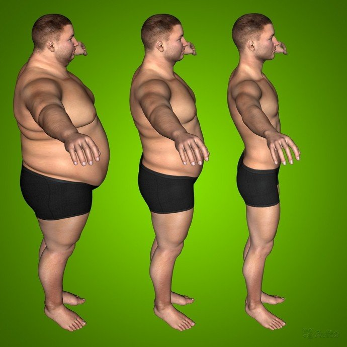 У мужчины вырос живот. Ожирение. Толстый и худой. Полнота человека. Полные люди.