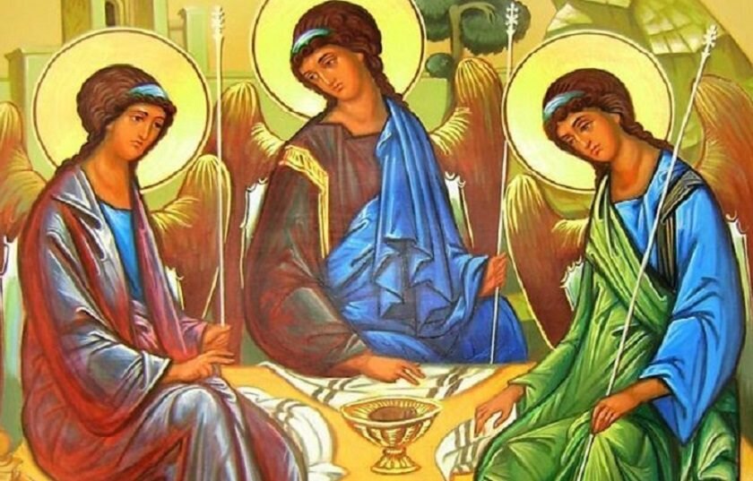 "Пресвятая Троица". Фрагмент иконы
