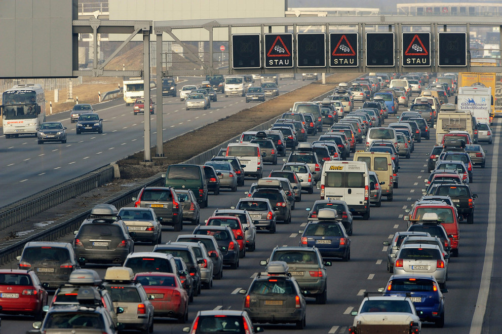 Пробка на автобане в Германии