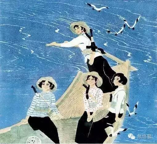 Гравюра "Лодка села на мель", 34cm×45cm, 1982. Ресурс фото: https://www.sohu.com/a/149235439_778484 