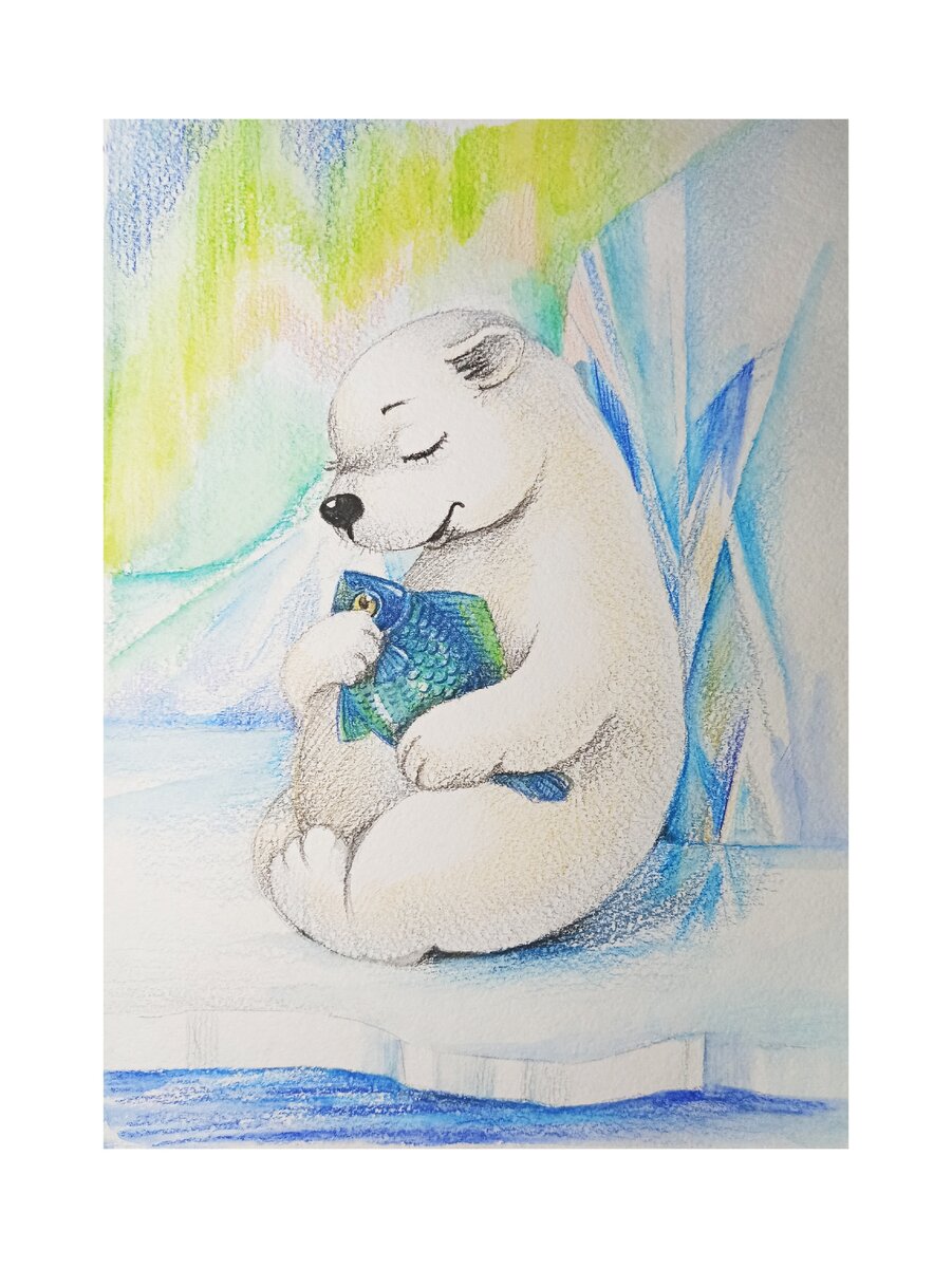 Белый медвежонок рисунок