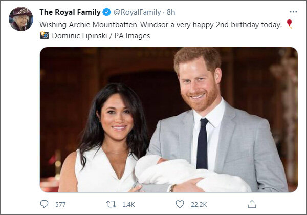 Из твиттера королевской семьи (https://twitter.com/RoyalFamily)