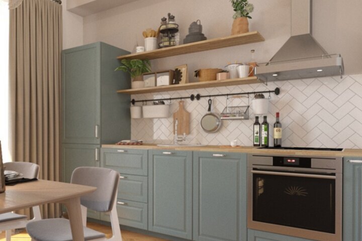 Хранение на открытых полках кухни