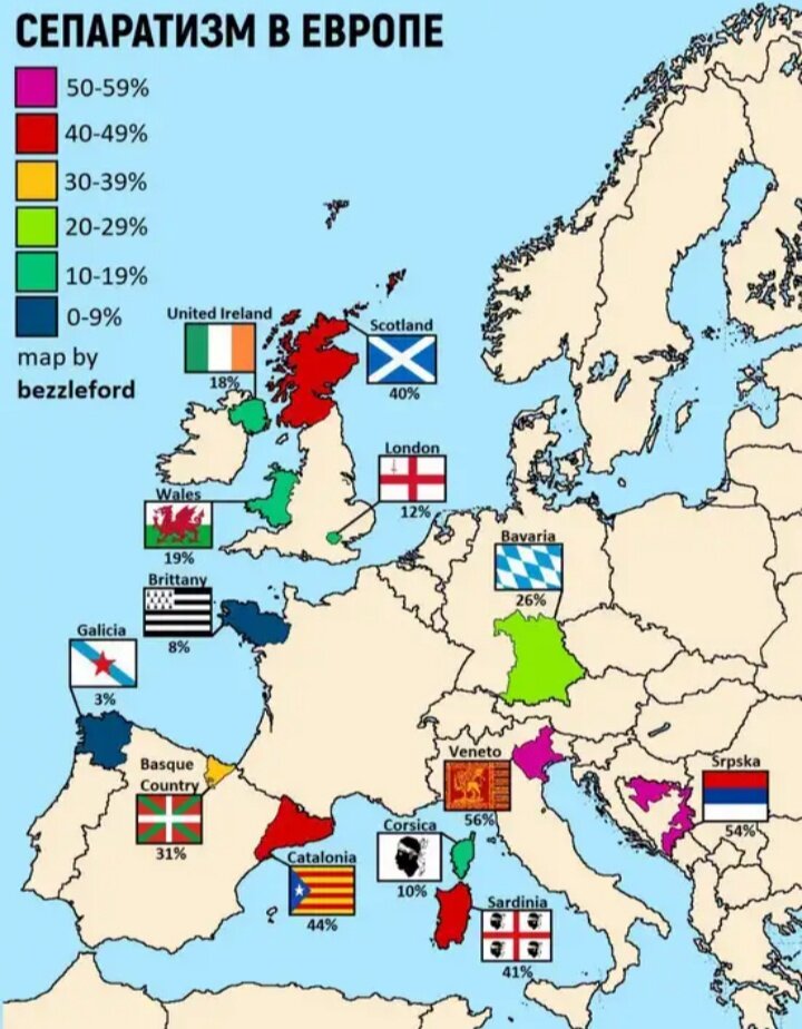 Карта сепаратизма в европе