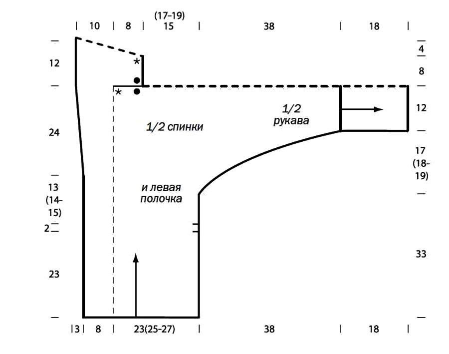 Схема кофта с запахом спицы