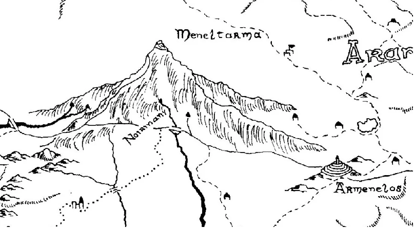 Менельтарма на карте Нуменора (крупным планом).