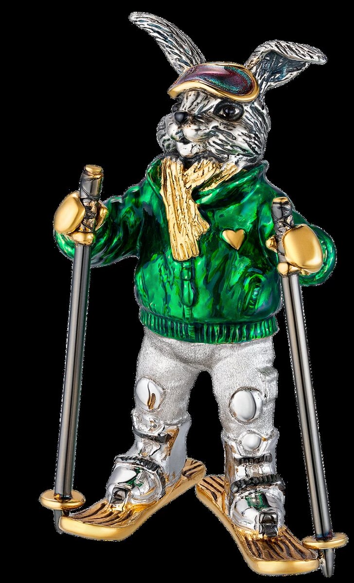 Отправляйтесь на поиски приключений, невероятных судьбоносных поворотов и встречайте праздник с символом наступающего года. Серебряный кролик в виде лыжника отличается своей удачливостью, выносливостью и любовью к путешествиям. В новом году он подарит вам самые радостные мгновения и поможет справится с самыми крутыми виражами, ведь он профессиональный спортсмен, который с легкостью преодолевает сложную дистанцию. Кролик обязательно будет помогать вам и приносить успех во всех начинаниях. С ним точно не страшна любая гонка, потому, что она мгновенно превращается в увлекательное путешествие, а самые смелые задумки мгновенно воплощаются в реальность!