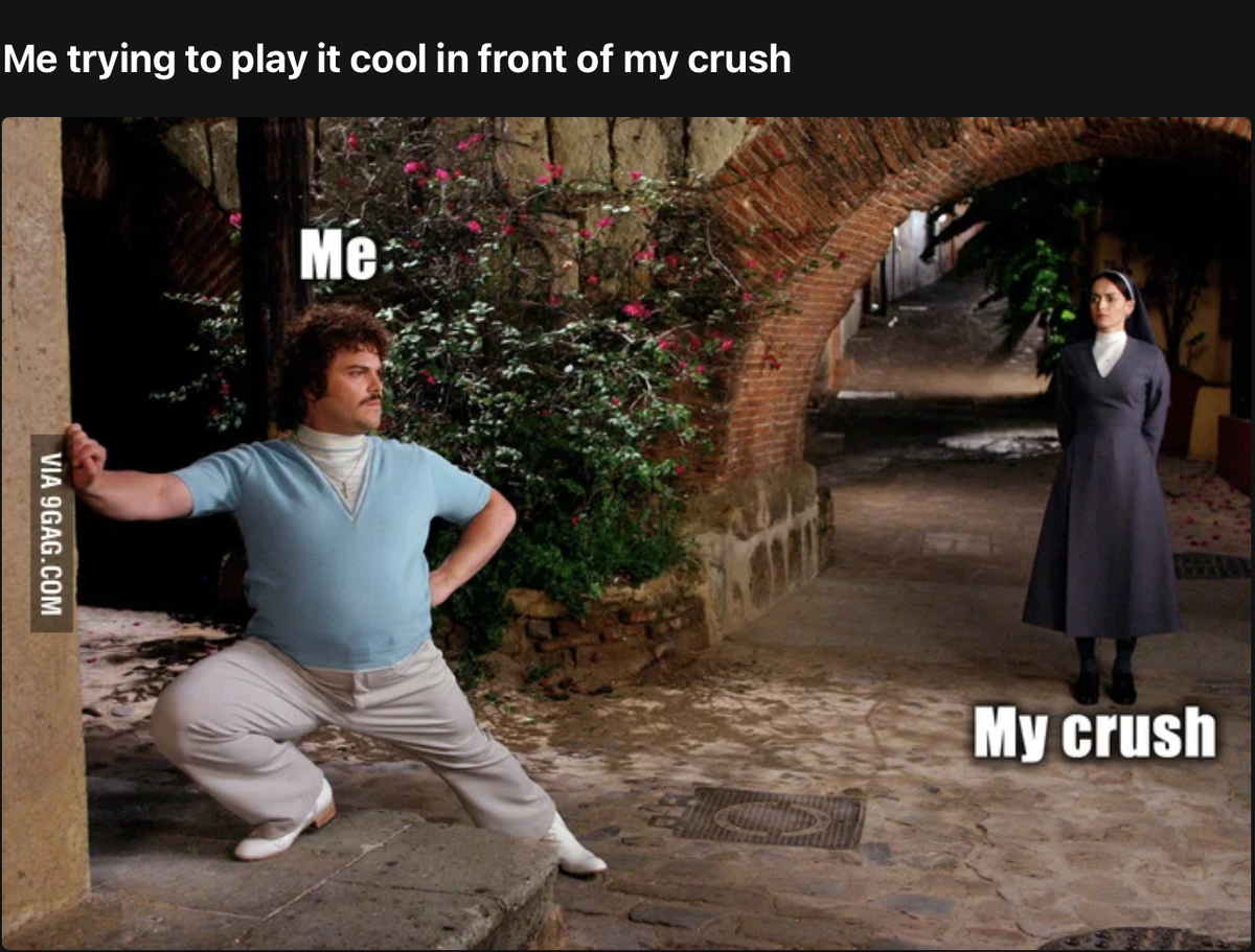 Это я пытаюсь вести себя спокойно перед предметом воздыхания.