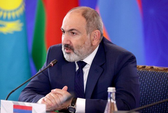    Премьер-министр Республики Армения Никол Пашинян на заседании Совета коллективной безопасности ОДКБ в узком составе