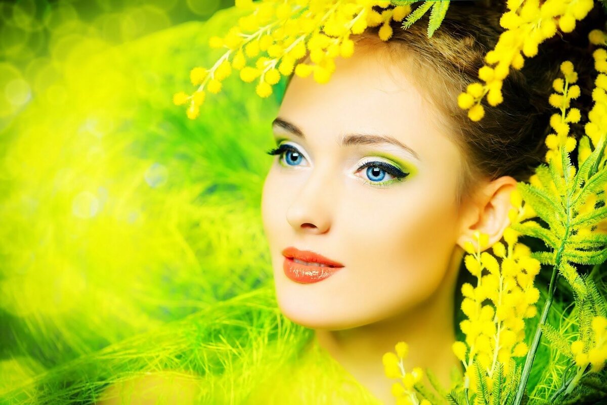 Красавица весна. Весна цветными карандашами. Женское лицо. Лицо весны. Образы на весну.