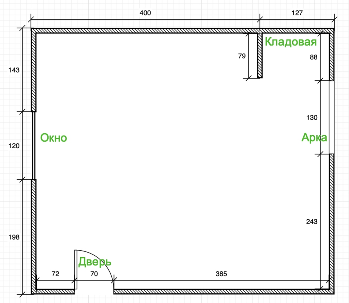 Схема чертежа комнаты