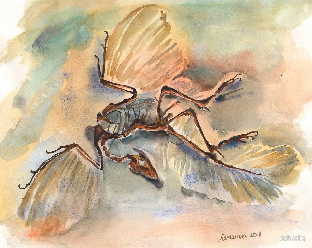 Лямшина И. "Археоптерикс". 2018 г. Бумага, акварель.