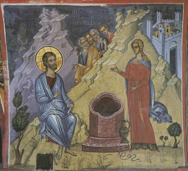 Христос беседует со Святой Фотинией у колодца Святого Иакова