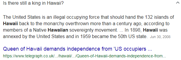 Источник https://www.telegraph.co.uk/news/worldnews/australiaandthepacific/hawaii/2218343/Queen-of-Hawaii-demands-independence-from-US-occupiers.html