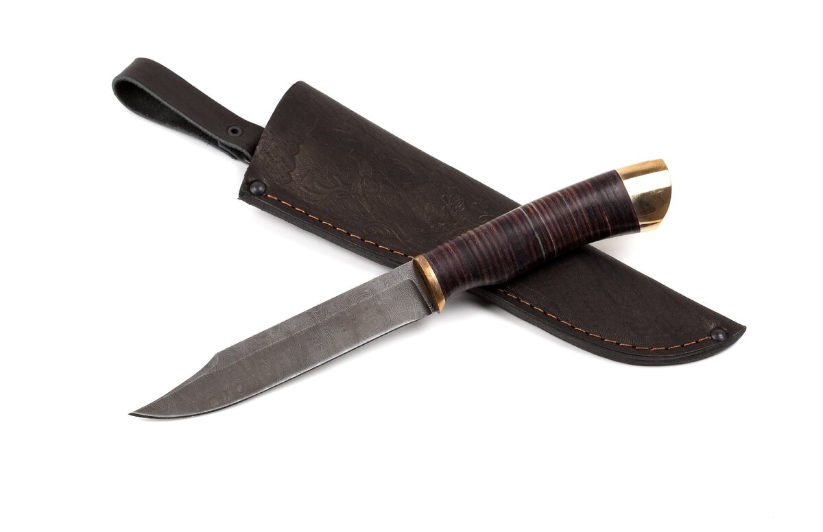 Нож Щука, рукоять - наборная кожа
