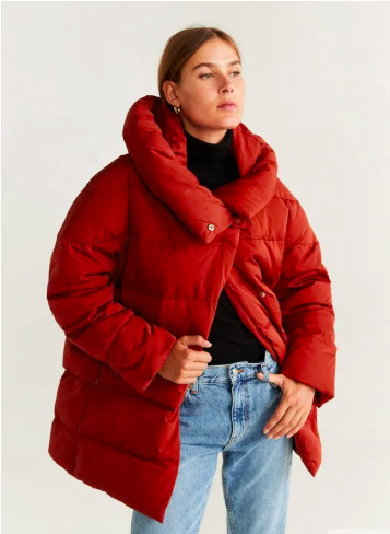 Актуальный пуховик с объемным воротником