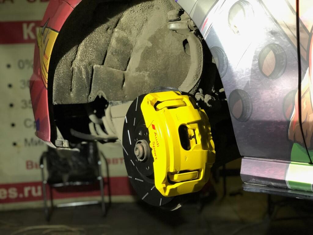 Порошковая окраска суппорта Audi (желтый цвет) в Tuningberg