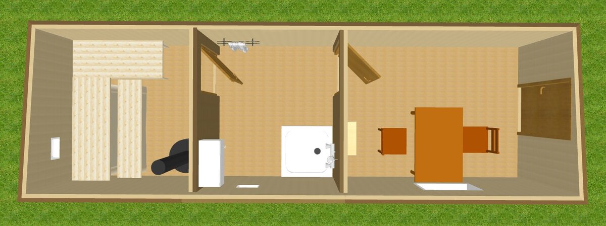 Вариант типовой планировки бани-вагончика