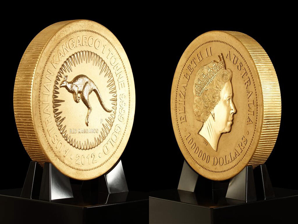 Серии «Австралийский наггет», монета весом 1 тонна. Самая большая золотая монета