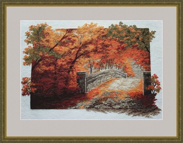 Работа вышита Иришшь, по набору "Осенний мост" от компании Hobby&Pro