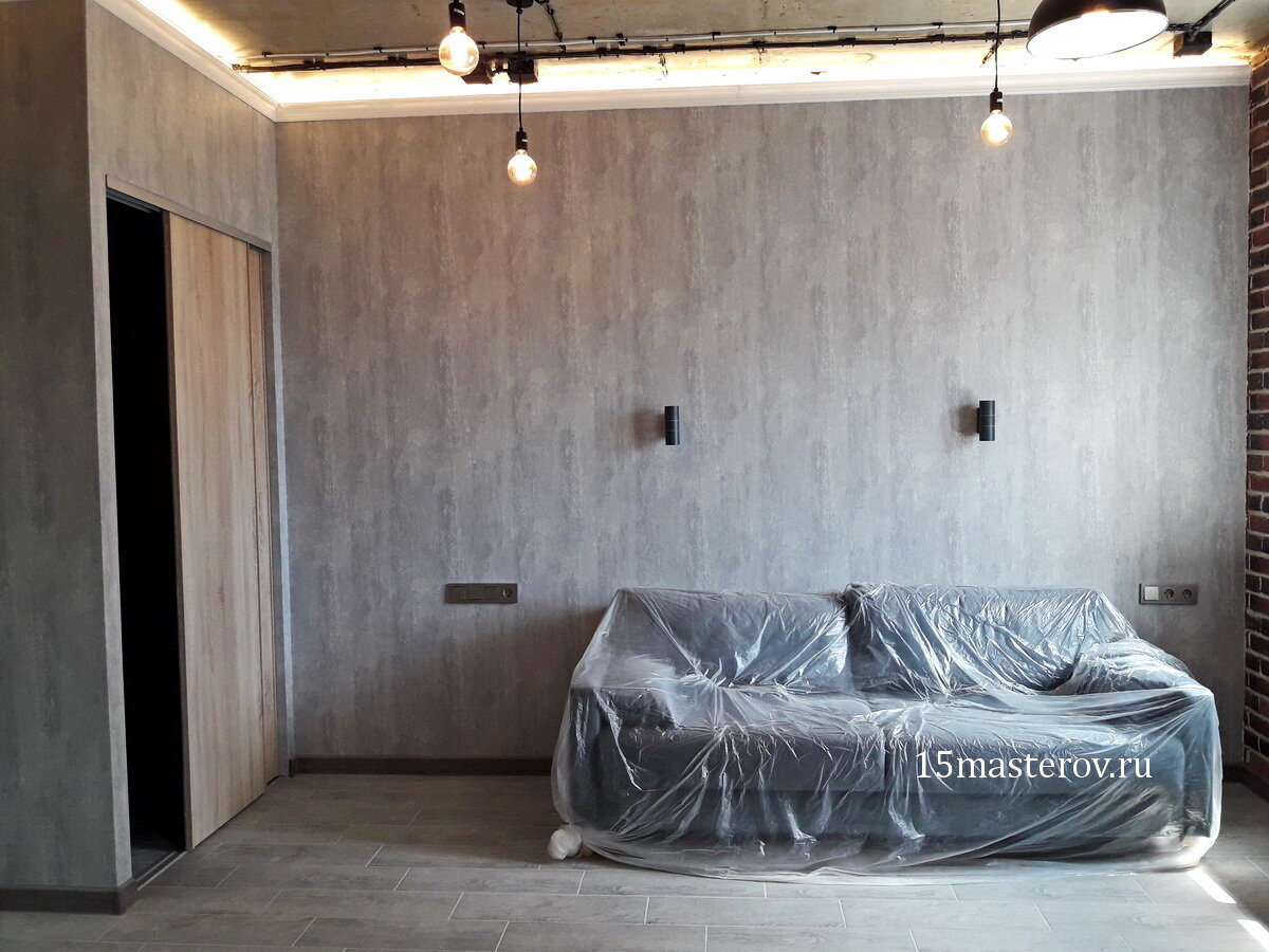 Потолок с осветительными приборами в стиле лофт без натяжного потолка