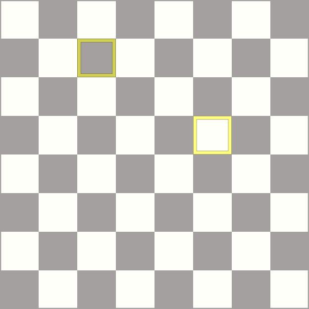 Шахматная доска - квадратная и содержит 64 поля: 32 светлых, которые называются белыми, и 32 тёмных, которые называются чёрными. Цвет полей чередуется. Поля могут объединяться в линии.