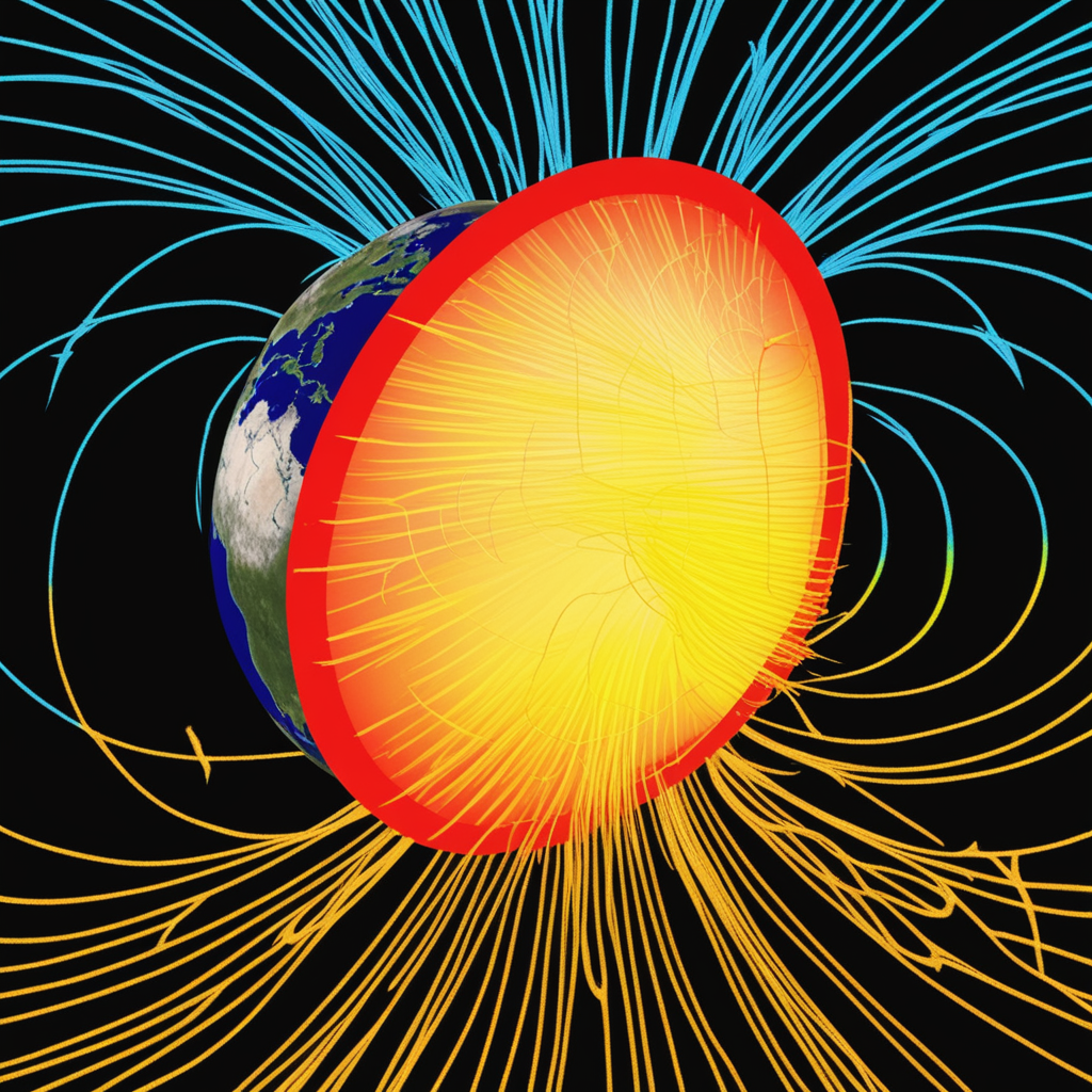 Магнитно поле Земли любезно сгенерированное нейросетью playgroundai