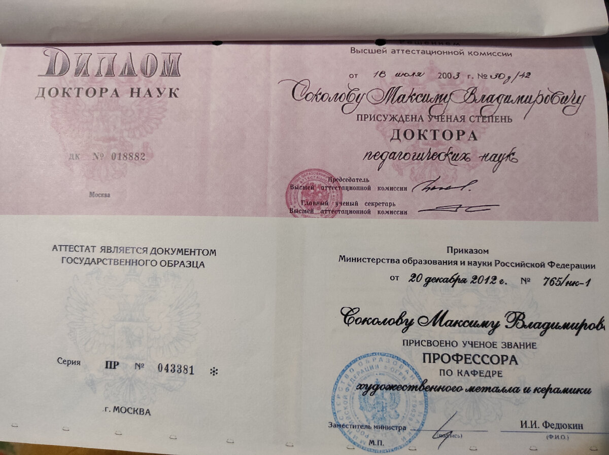 Копии диплома и аттестата из материалов дела.