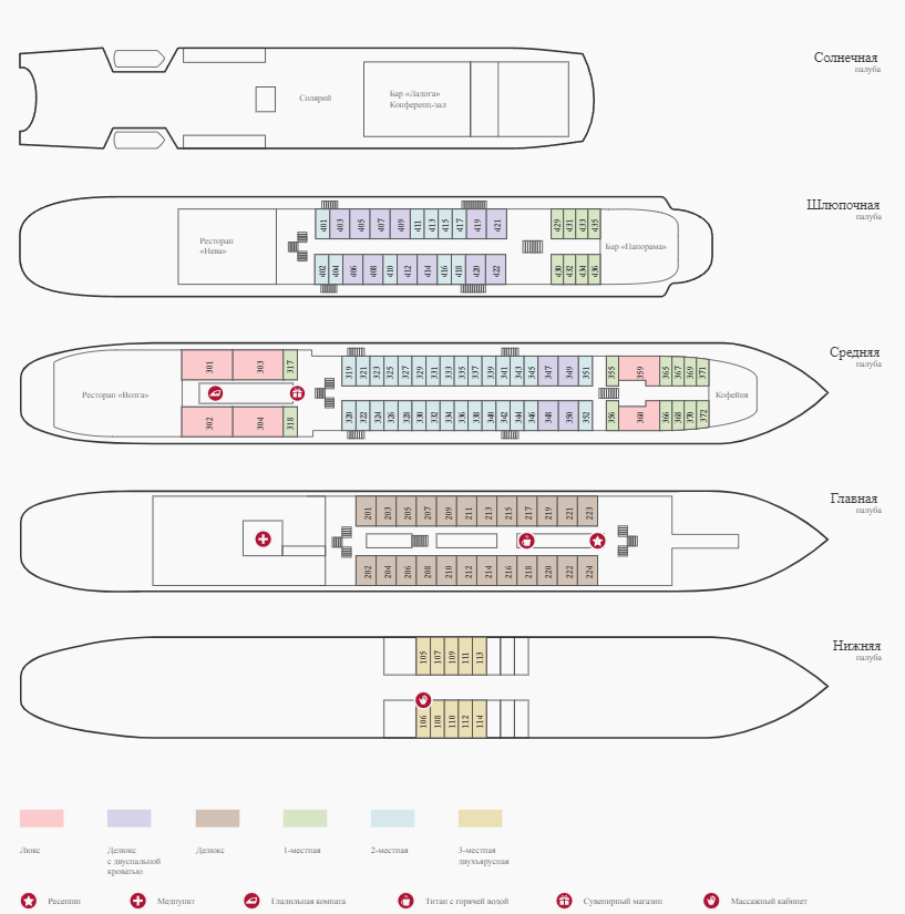 Схема теплохода "Кронштадт"