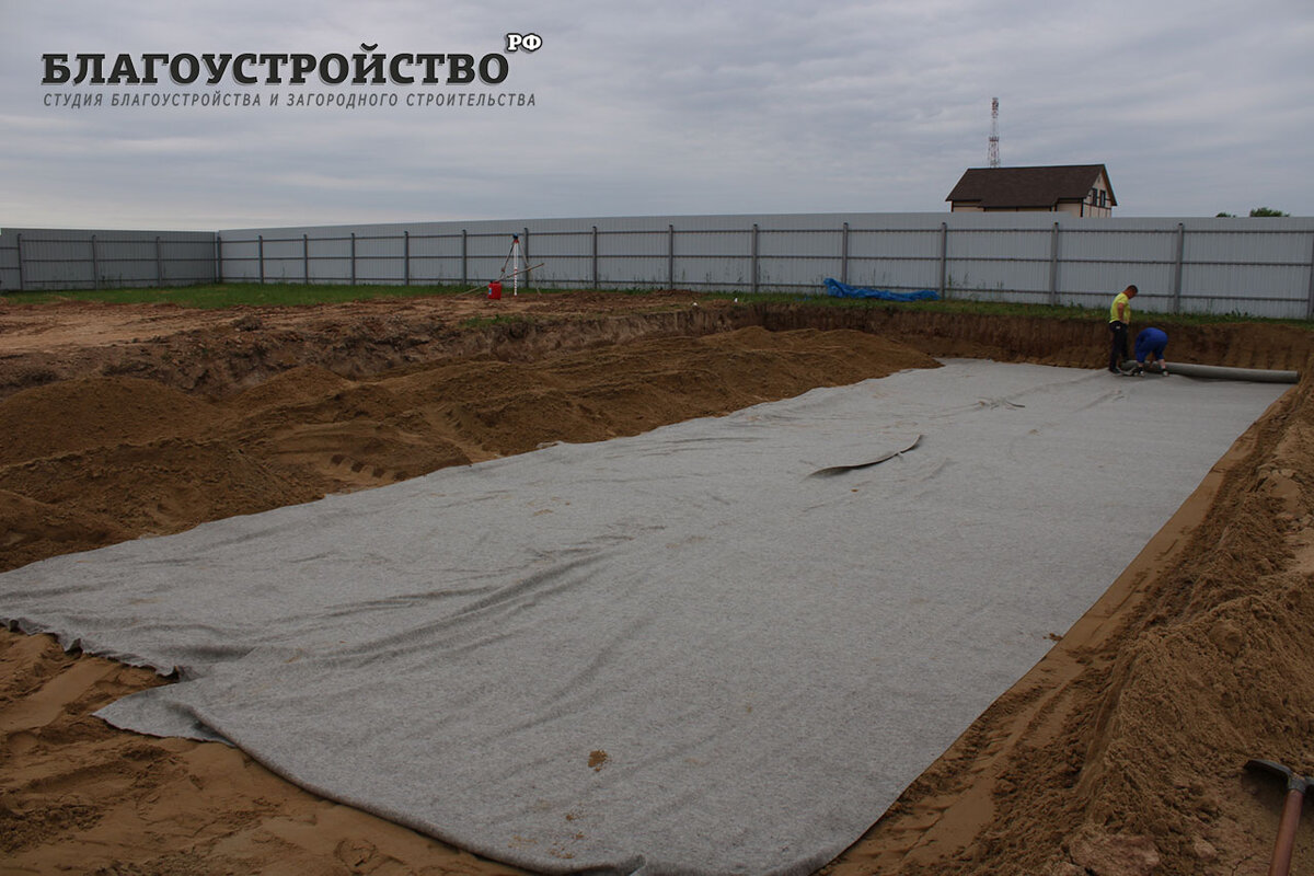 укладка геотекстиля