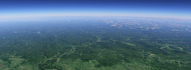 Таким мог увидеть Алтай Ю. Гагарин 12 апреля 1961 г. (реконструкция в Google Earth)