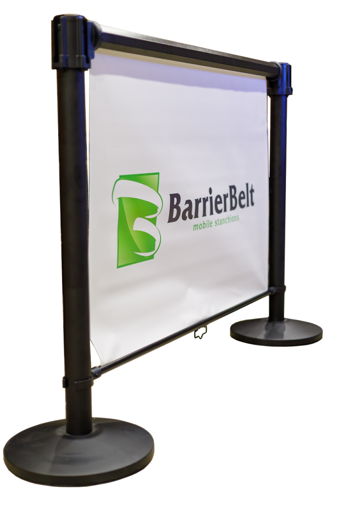 Рекламная стойка ограждения BarrierBelt.
