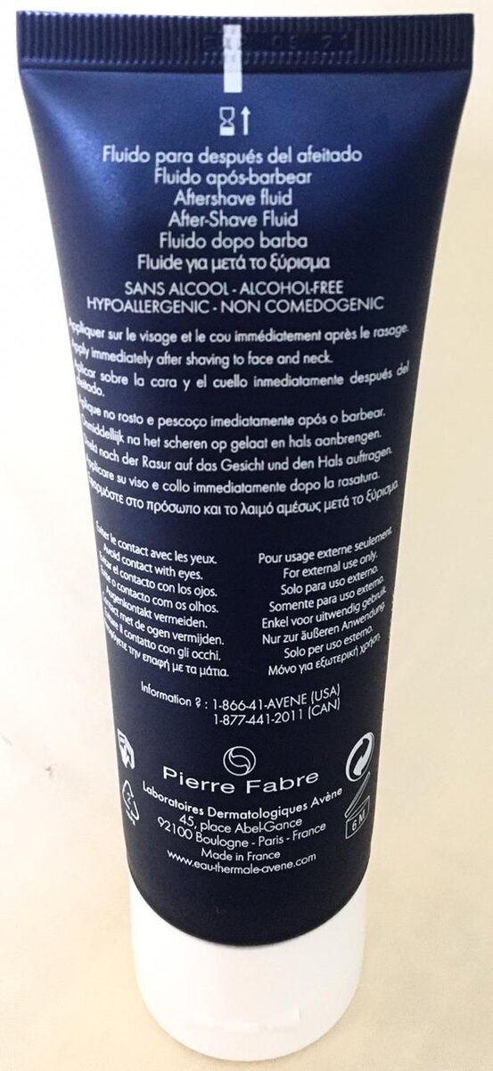 Флюид после бритья Avene. Вид с обратной стороны