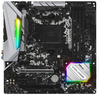 Компания ASRock выпустила системную плату — Steel Legend. В ней используются лучшие материалы и компоненты, обеспечивающие стабильную и надежную работу. Её отличительными чертами являются массивные радиаторы из алюминиевого сплава, экранировка панели ввода-вывода, наличие стального кожуха у слота PCIe, поддержка адресуемой подсветки Polychrome Sync и черный текстолит, украшенный характерным монохромным узором. Плата поддерживает процессоры AMD Ryzen, а звуковая подсистема базируется на высококачественных конденсаторах производства Nichicon и наличие экранирующего слоя в печатной плате.Форм-фактор  Micro-ATX
Процессор
Сокет 
AM4
Чипсет
Чипсет 
AMD B450
Память
Тип поддерживаемой памяти 
DDR4
Количество слотов памяти 
4
Максимальная частота памяти (МГц) 
3533 МГц
Слоты расширения
Количество слотов PCI-E x16 
2