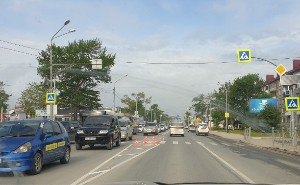 Будущий островок безопасности на ул. Сахалинской в Южно-Сахалинске
