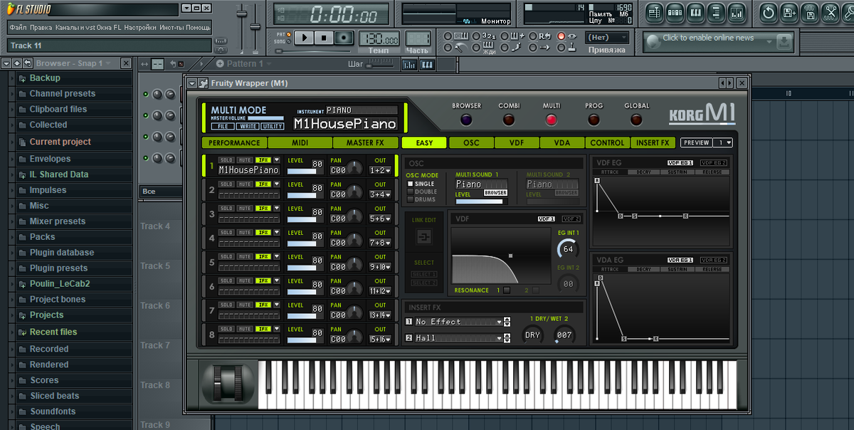 FL Studio и программный синтезатор Korg M1. Фото APMusic. 