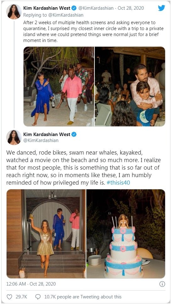 Ким Кардашьян устроила вечеринку на частном острове во время пандемии.
