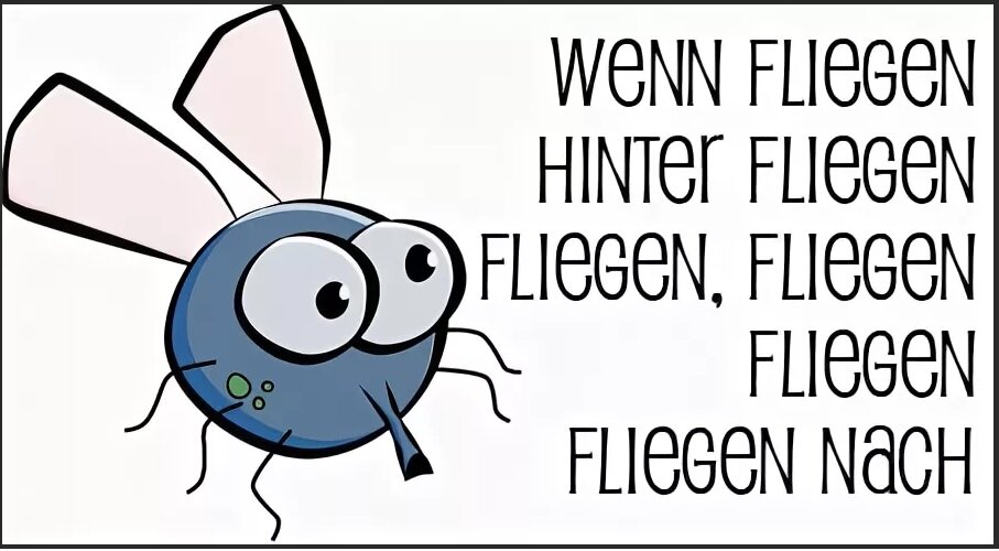 Aber die. Wenn fliegen hinter fliegen fliegen fliegen fliegen fliegen nach перевод. На немецком про мух Флиген Флиген.