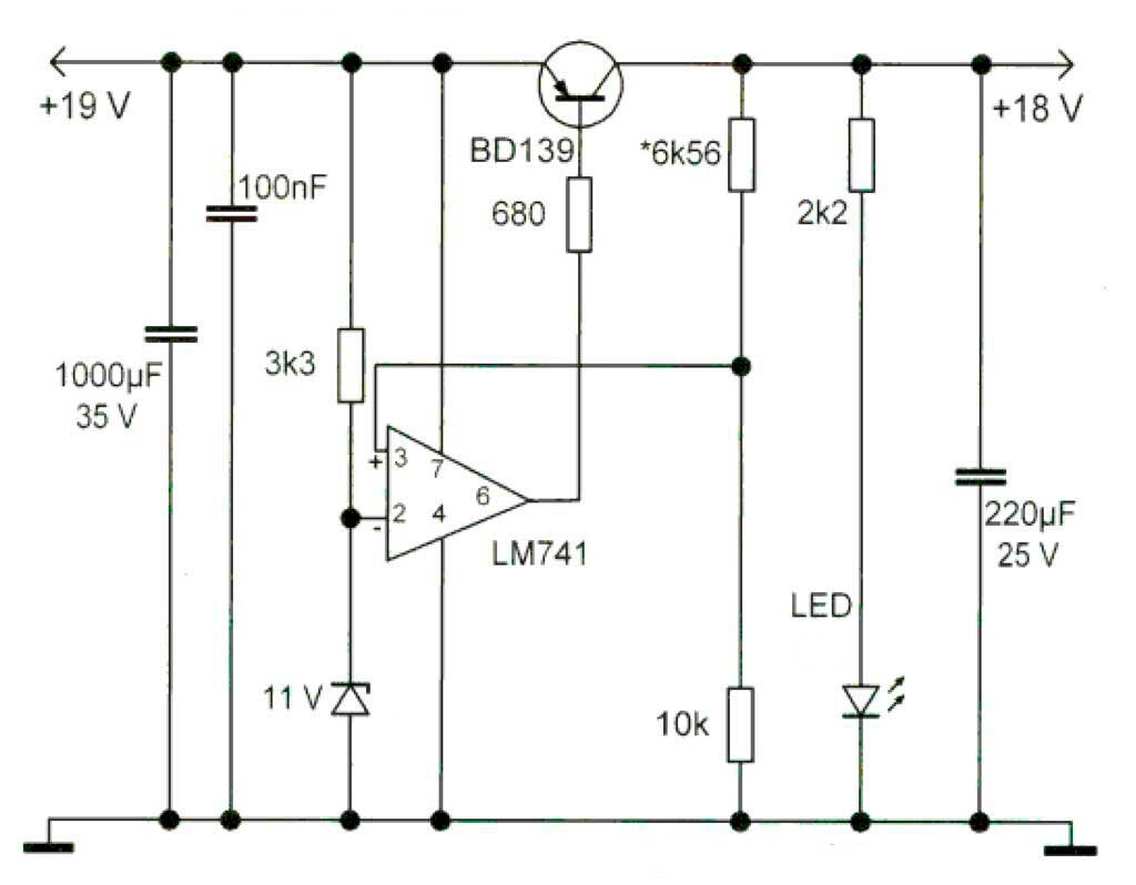 Схема стабилизатора с малым падением напряжения