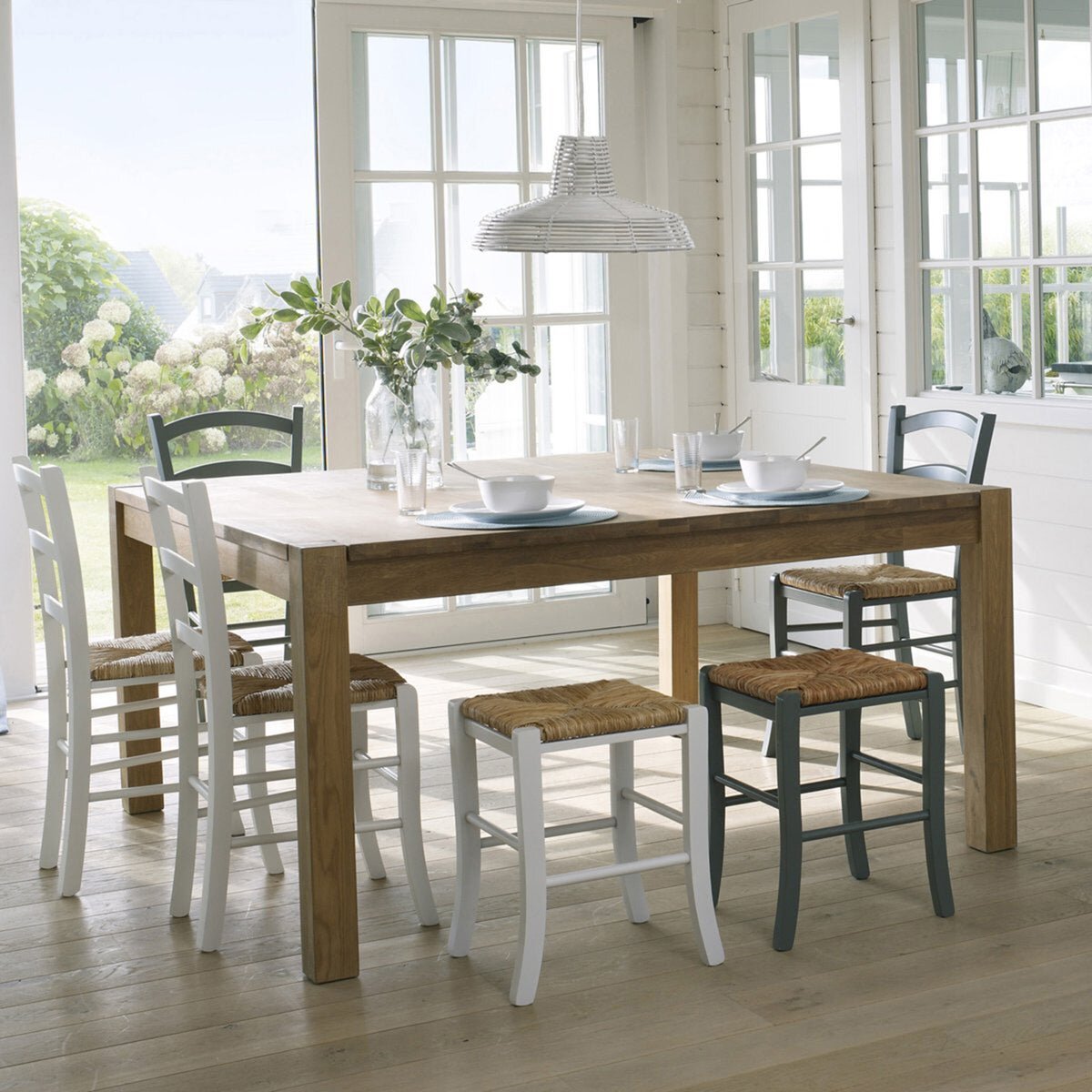 Комплект из 2 стульев с плетеным сидением, Perrine (стиль прованс)