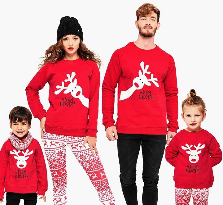Новогодние толстовки для семьи на четверых Team Rudolph, 5500 руб.