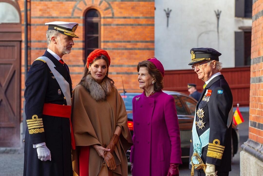 Король Филипп, королева Летиция, королева Сильвия и король Карл Густав